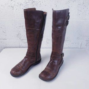 Born B.O.C Virginia Tall Women's Brown Leather Side Zip Riding Boots Size 8.5